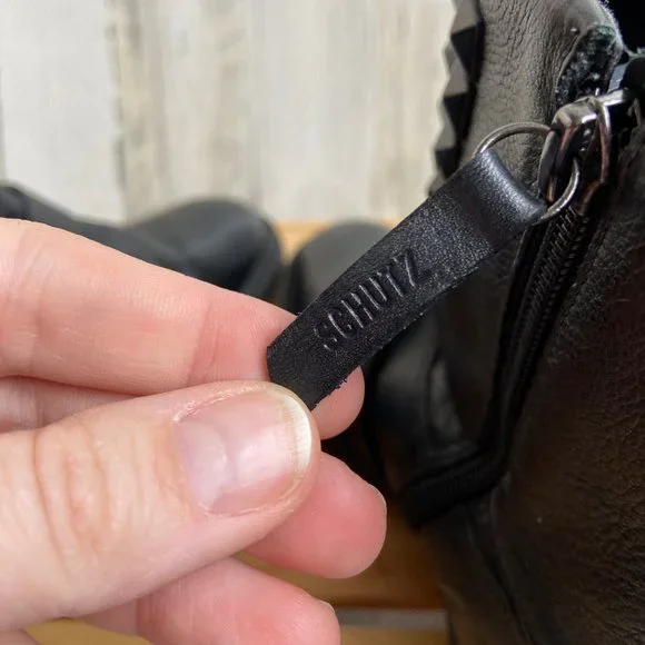 SALE! SCHUTZ Women's Size 9.5 Studded Leather Boots Side Zipper Entry EU Size 41 - Picture 6 of 11